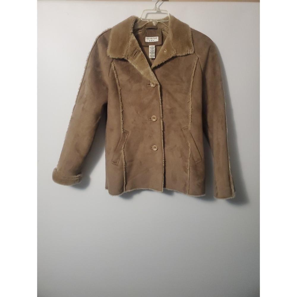 Covington Suede Jacket W/ Faux Fur Lining, Collar, Cuff Women's Coat Size Small